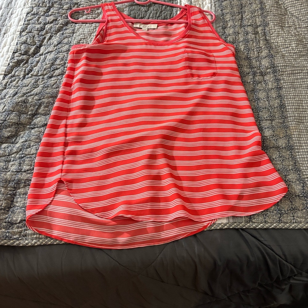 Loft Fashion Red and White Striped Blouse